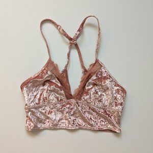 Aerie Crushed Velvet GRL PWR Corset M pink